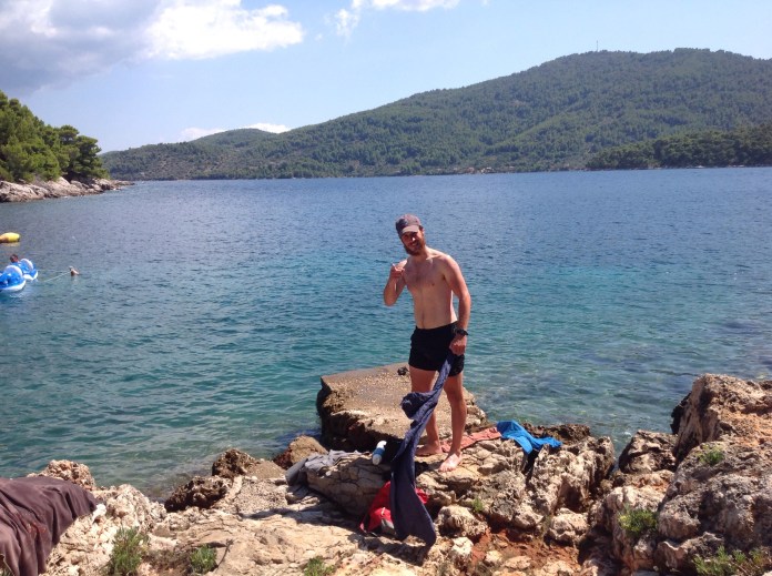 Swimming down by the coast.