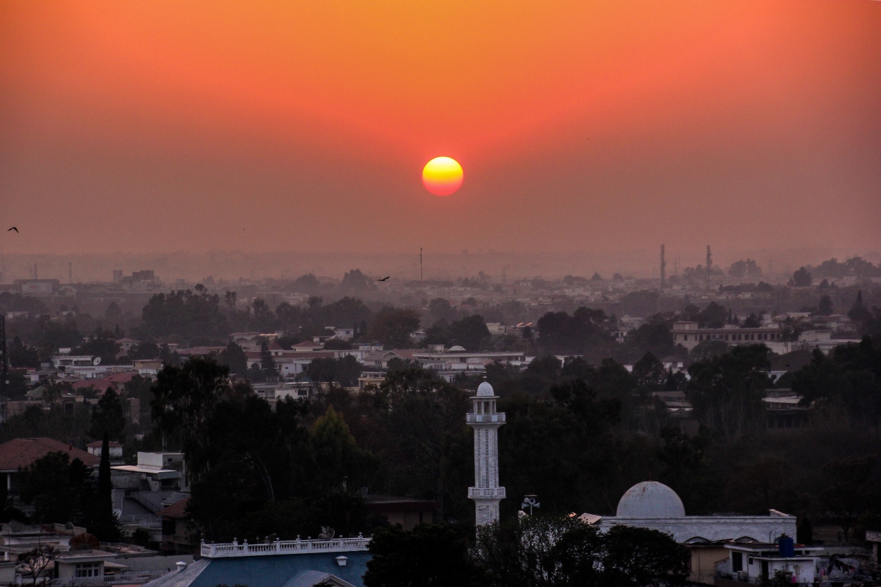 Sunset over the new and modern capitol, Islamabad