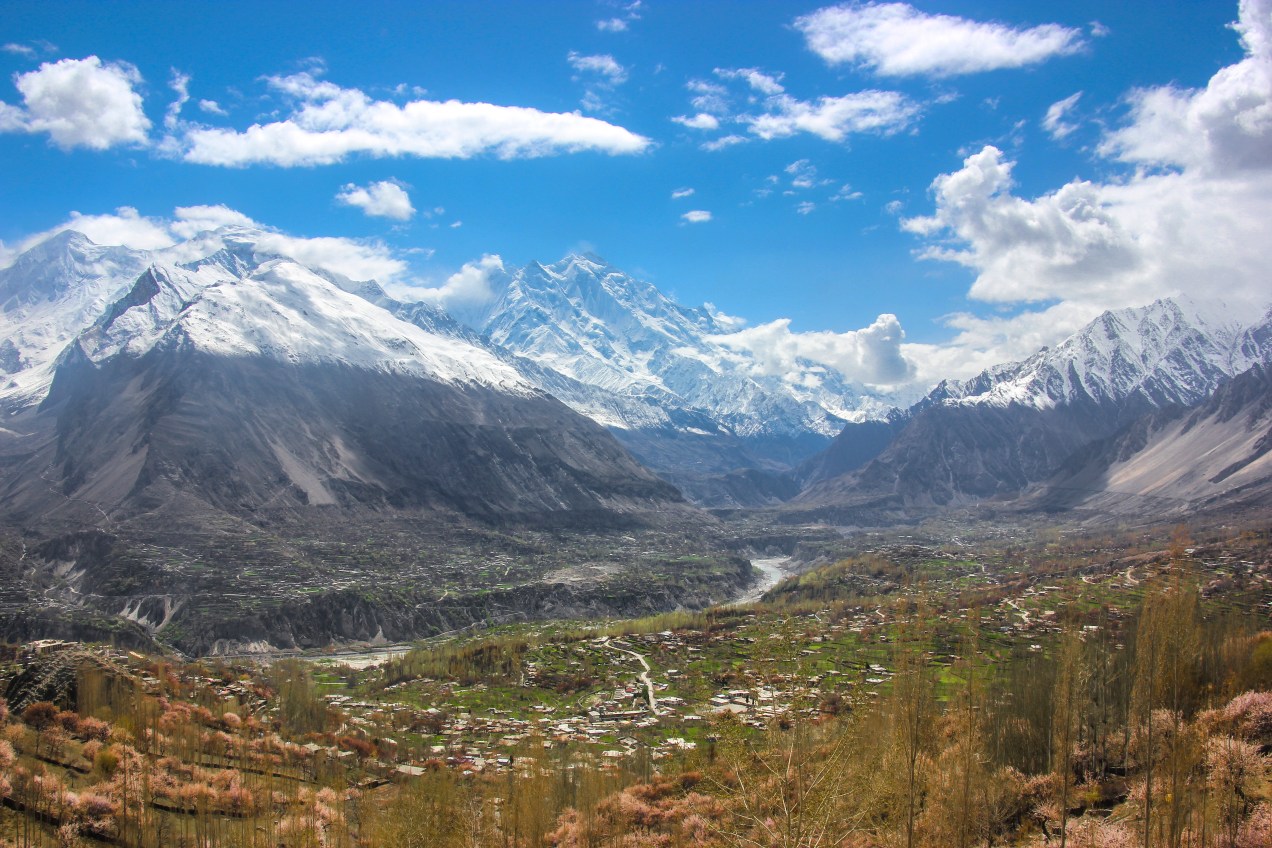 This is the Hunza valley in all its glory with the peach trees in full bloom.